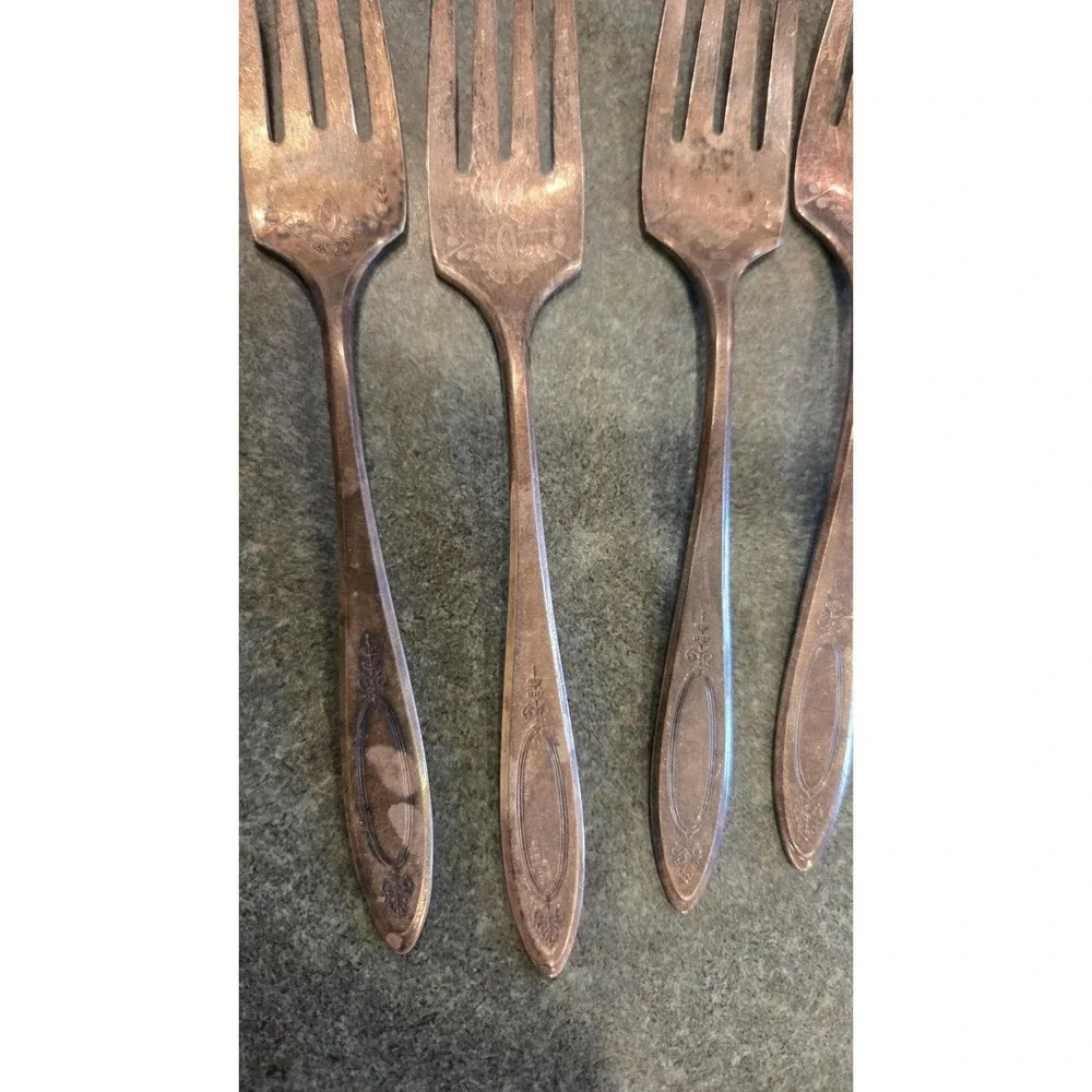 10 Pc Antique ONIEDA COMMUNITY PLATE  Flatware Art Deco 5 Salad Forks/5 Spoons